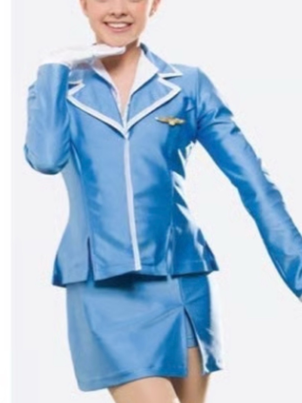 Revolution Dance costume Blue Satin and white sequin Classic Flight-Inspired Set